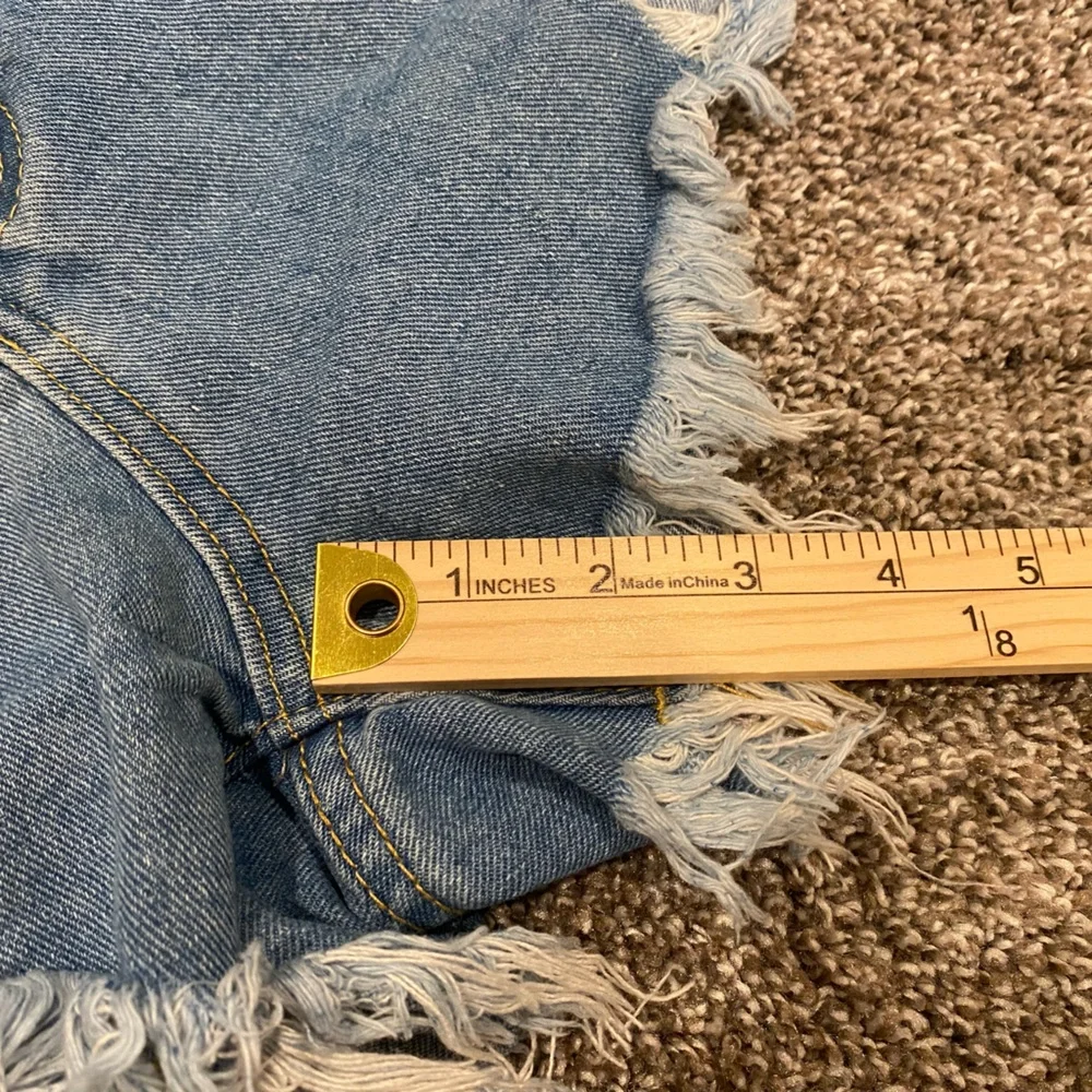 Shein High Waisted Destroyed Cutoff Denim Jean Shorts - Picture 7 of 8